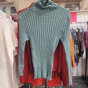 Vicinity Teal Ribbed Turtleneck Sweater